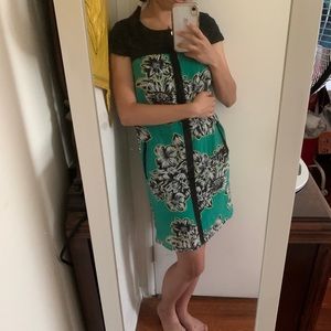 Green floral short sleeve dress